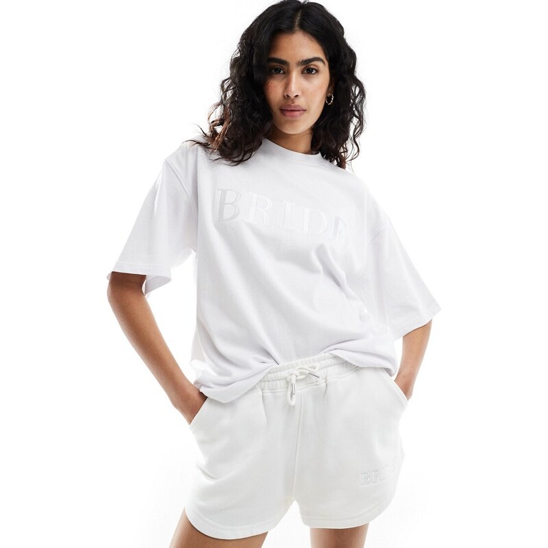 Six Stories Bride statement tee co-ord in white 91951818