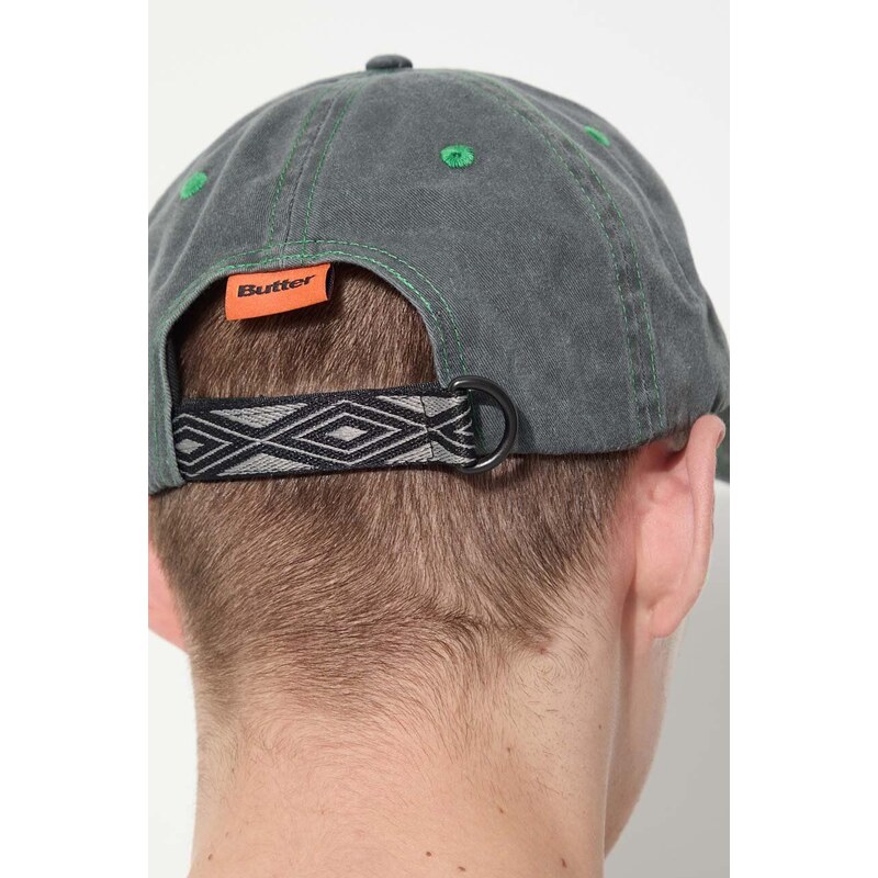 Bavlněná baseballová čepice Butter Goods Rounded Logo 6 Panel Cap zelená barva, s aplikací, BGQ1247004