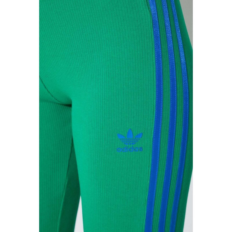 Legíny adidas Originals RIB FLRD Leggin dámské, zelená barva, s aplikací, JG8046