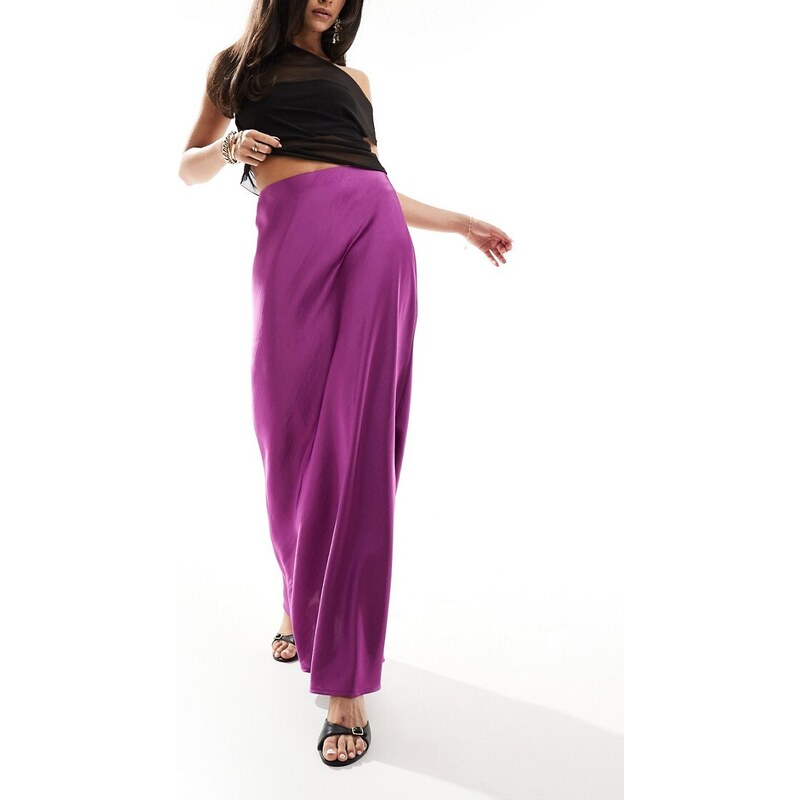 Something New X Centi Nadir satin bias maxi skirt in deep purple