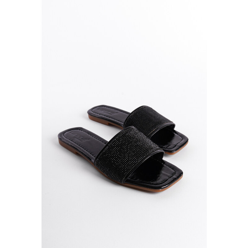 Capone Outfitters Single Strap with Stones, Flat Heel Women's Slippers