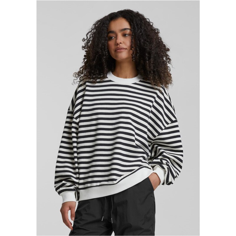 UC Ladies Dámská mikina Oversized Striped - černá/smetanová