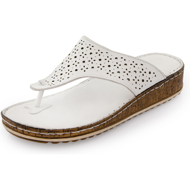 Dámské kožené žabky NELL Flip Flops White