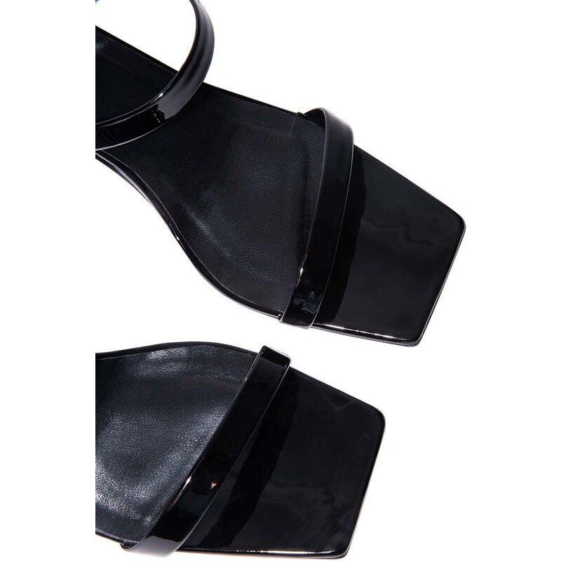 Kožené pantofle By Far Tanya dámské, černá barva, na podpatku, 19PFTNYSBLP