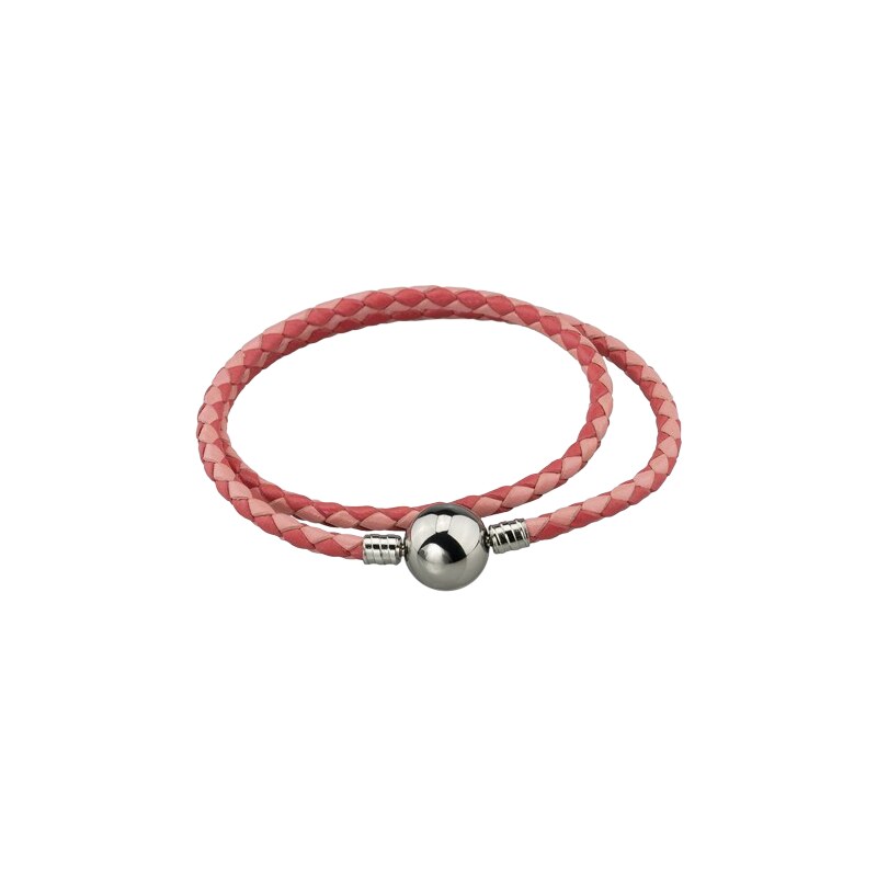 Linda's Jewelry Kožený náramek Dvojitý Růžový Chirurgická ocel INR088