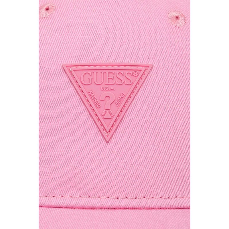 Dětská bavlněná kšiltovka Guess růžová barva, s aplikací