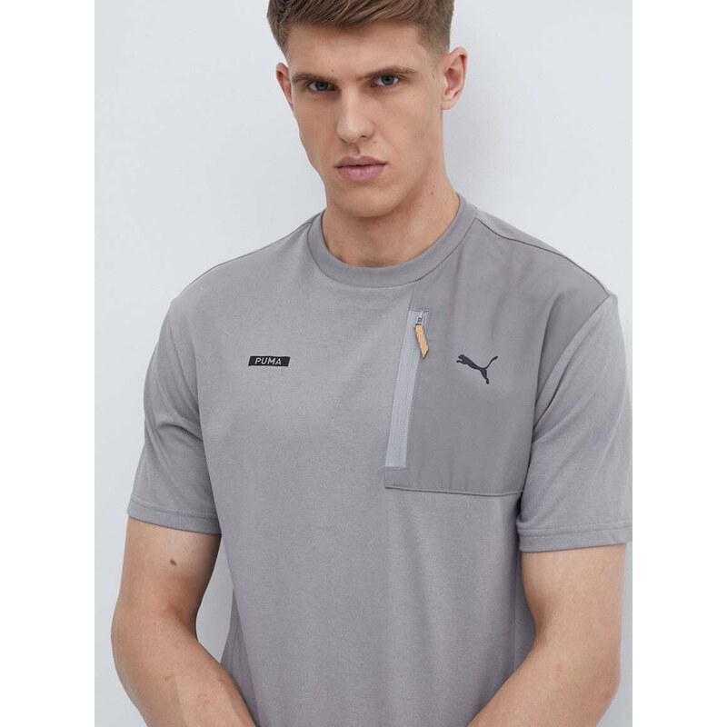 Bavlněné tričko Puma šedá barva, 678920