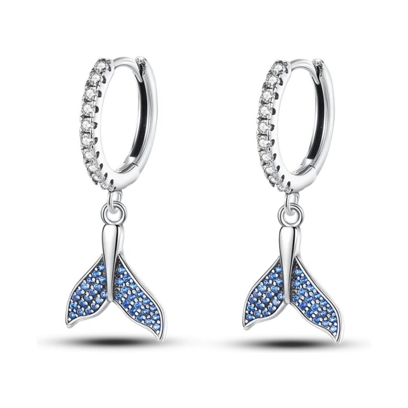 GRACE Silver Jewellery Stříbrné náušnice Ploutev s modrými zirkony - 91956357