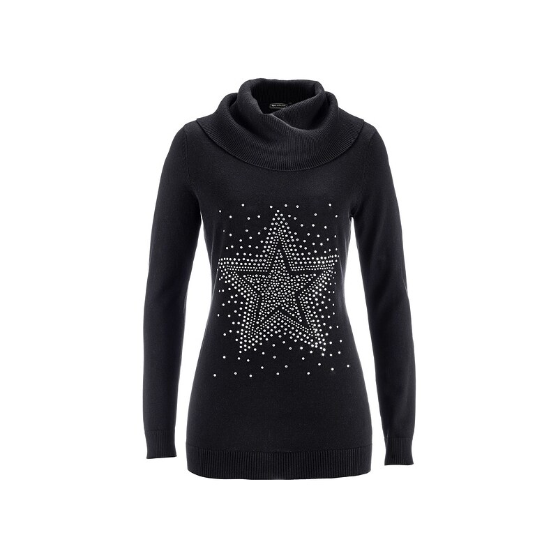 bpc selection Rolákový pulovr s štrasovou aplikací hvězdiček bonprix