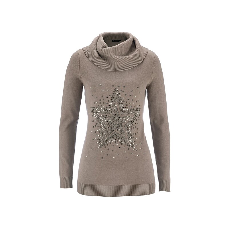 bpc selection Rolákový pulovr s štrasovou aplikací hvězdiček bonprix