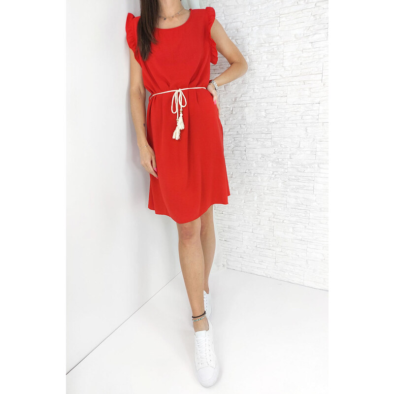 Lovely Červené šaty s volánky MA-2278R 92282453