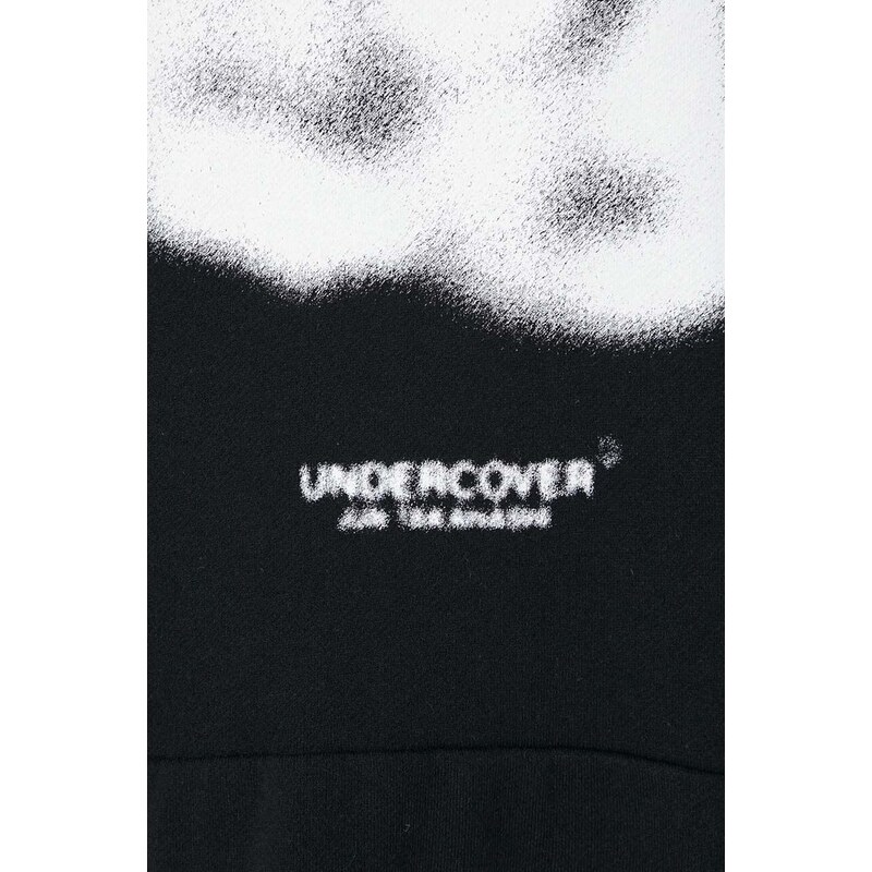 Bavlněná mikina Undercover Hoodie dámská, černá barva, s kapucí, s potiskem, UC1D1801.3