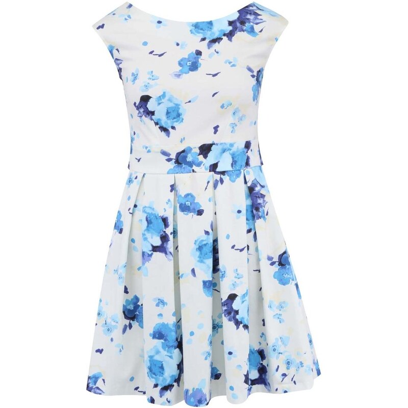 Smetanově bílé šaty s modrými květy Closet