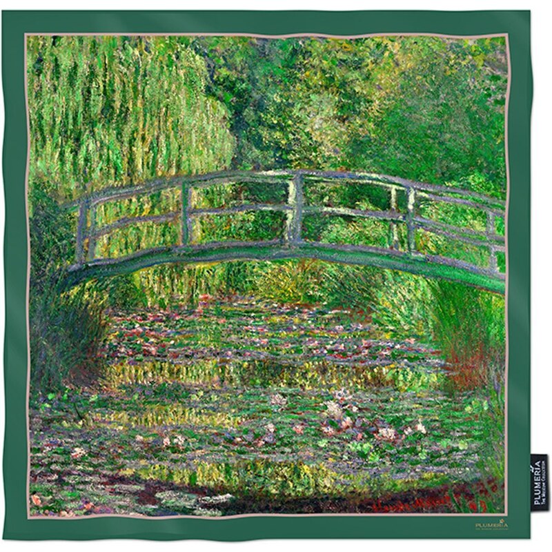 PLUMERIA Hedvábný šátek Japanese Bridge, Claude Monet