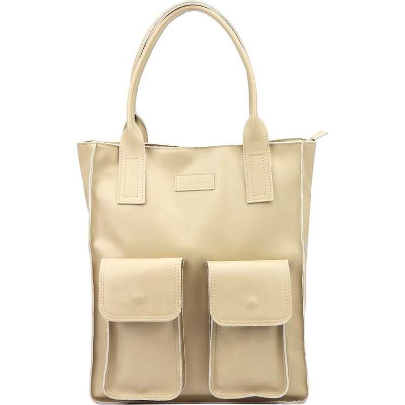 Kožená shopper bag kabelka Angelo 01-001 světle béžová