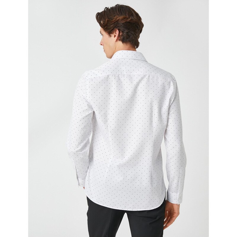 Koton Sporty Shirt Minimal Patterned Long Sleeved Slim Fit Non Iron