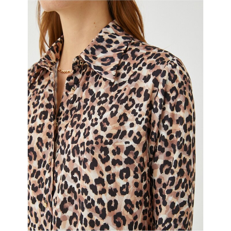 Koton Leopard Pattern Shirt Long Sleeved, Comfortable Cut