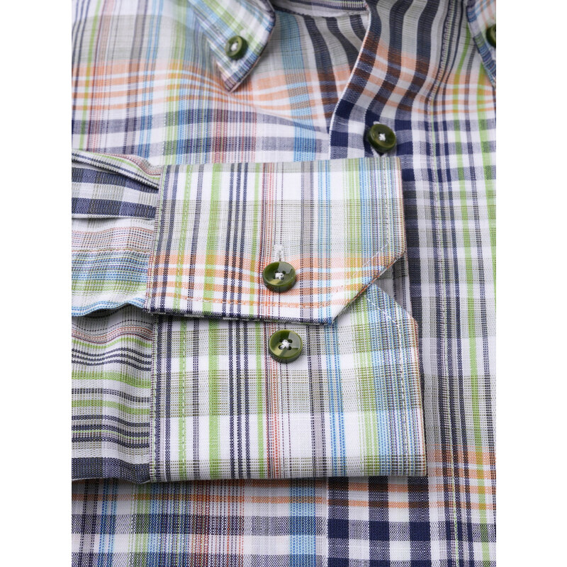 Willsoor Pánská košile slim fit se zeleným a modrým károvaným vzorem 16819
