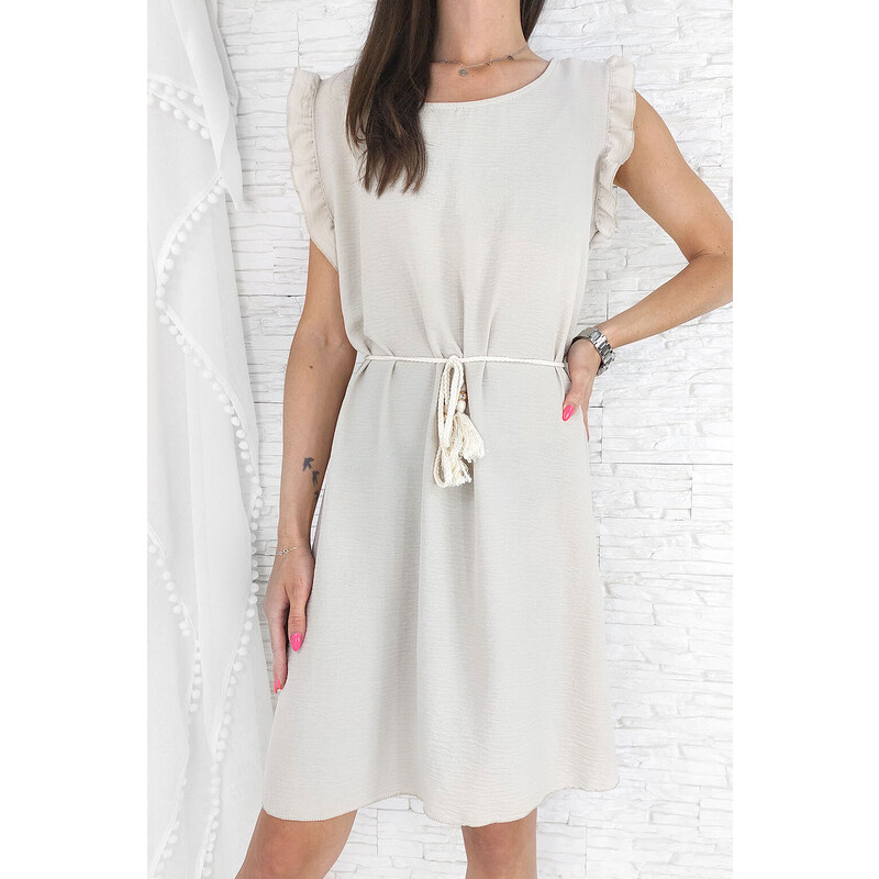 Lovely Béžové letní šaty s páskem MA-2278BE 92282451