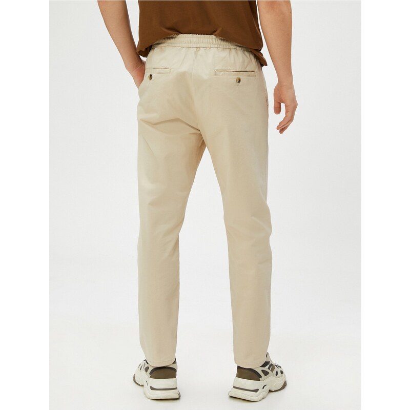 Koton Chino Trousers Elastic Waist, Pocket Detailed.