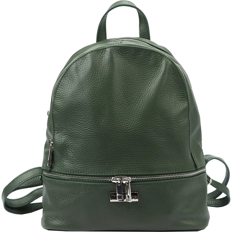 Dámský kožený batoh MiaMore 01-055 zelený