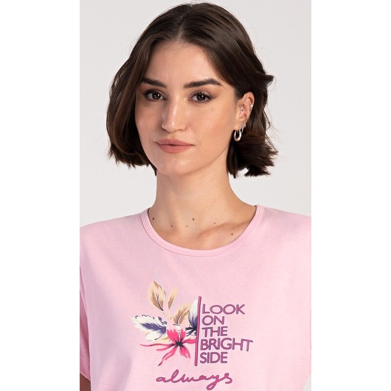 Vienetta Dámská noční košile s krátkým rukávem Elizabeth - světle lososová