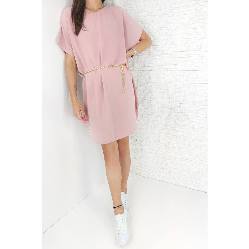 Italian style Růžové šaty s páskem LA-3221PI 92136771