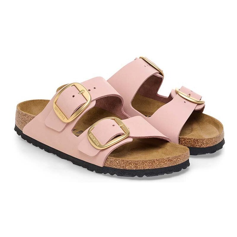 Nubukové pantofle Birkenstock Arizona Big Buckle růžová barva, 1026559