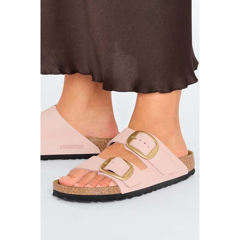 Nubukové pantofle Birkenstock Arizona Big Buckle růžová barva, 1026559