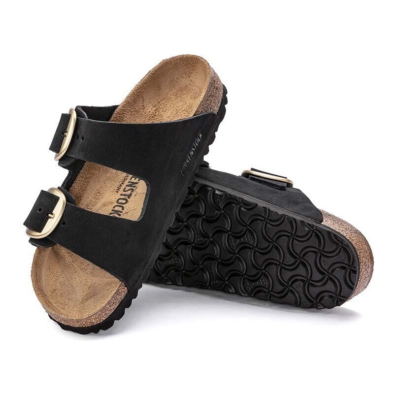 Semišové pantofle Birkenstock ARIZONA BIG BUCKLE dámské, černá barva, 1023239