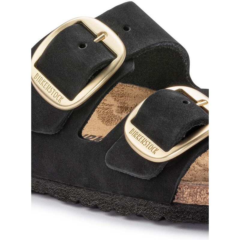 Semišové pantofle Birkenstock Arizona Big Buckle dámské, černá barva, 1023290