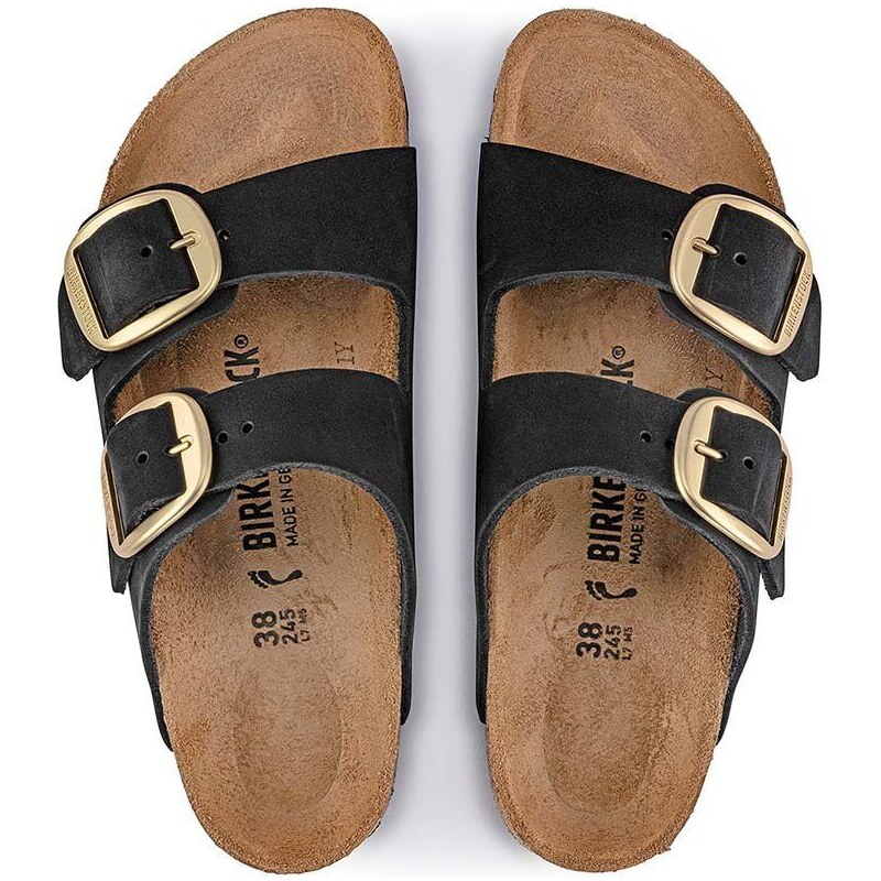 Semišové pantofle Birkenstock Arizona Big Buckle dámské, černá barva, 1023290