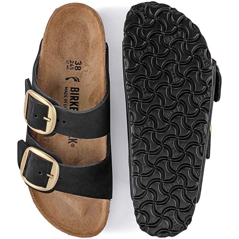 Semišové pantofle Birkenstock ARIZONA BIG BUCKLE dámské, černá barva, 1023239