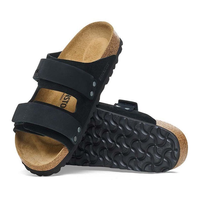 Semišové pantofle Birkenstock Uji dámské, černá barva, 1024810