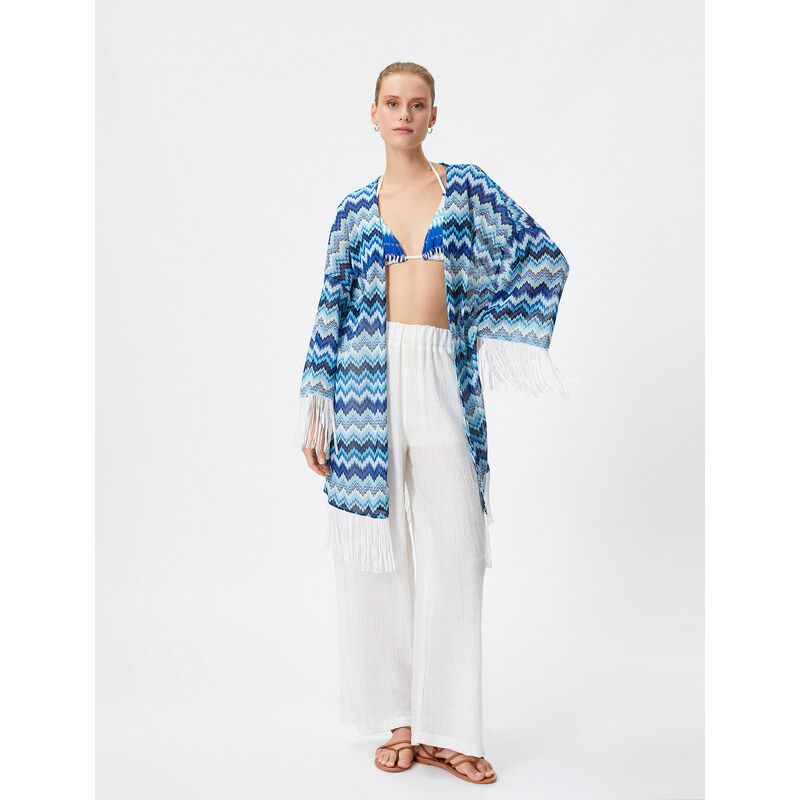Koton Kimono Sleeves and Skirt with Tassels in a Relaxed Cut.