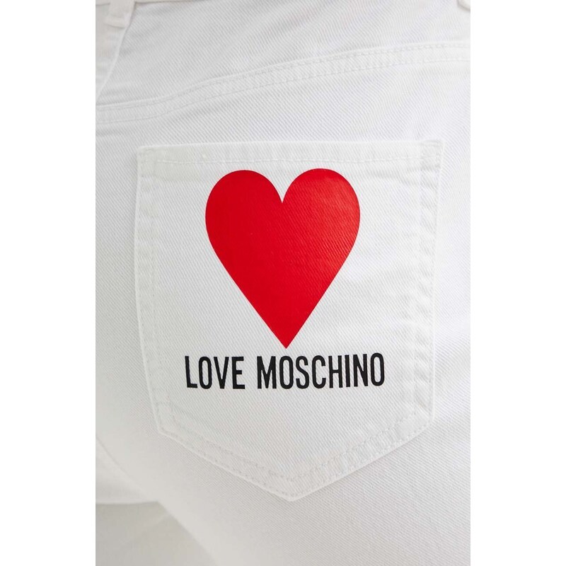 Džíny Love Moschino dámské, bílá barva, high waist