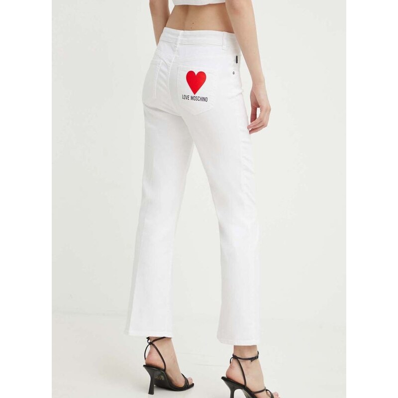 Džíny Love Moschino dámské, bílá barva, high waist