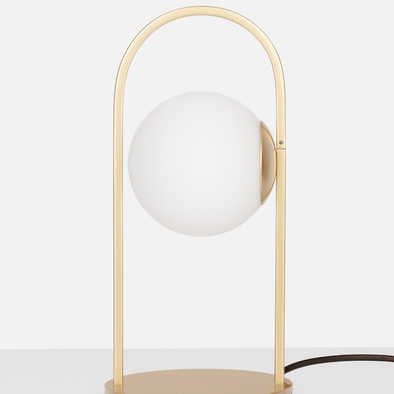 Bílo-zlatá skleněná stolní LED lampa Nova Luce Hook
