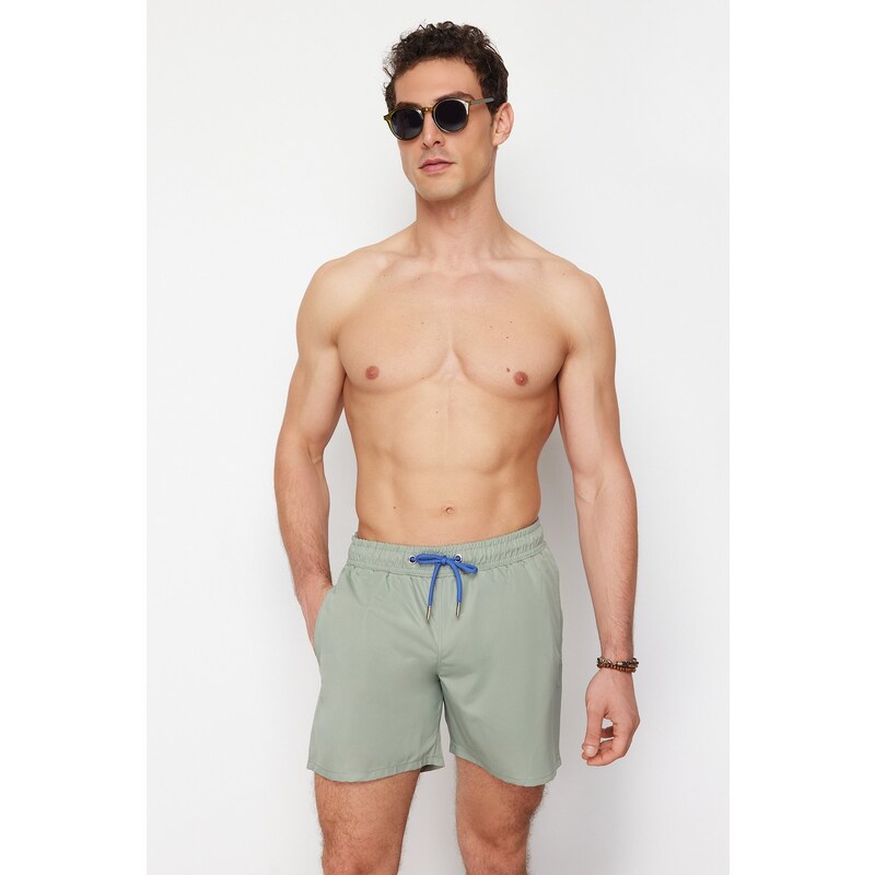 Trendyol Light Khaki Basic Standard Size Swim Shorts