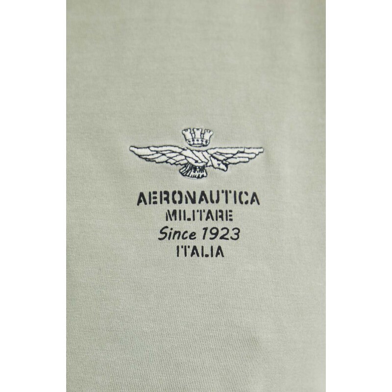 Bavlněné polo tričko Aeronautica Militare zelená barva, PO1765J633