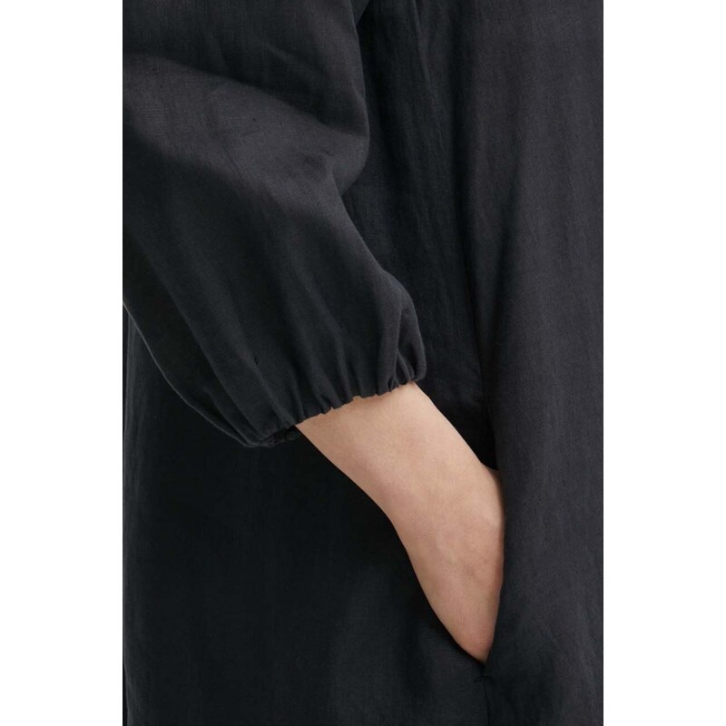 Lněné šaty Marc O'Polo černá barva, mini, M04130521123