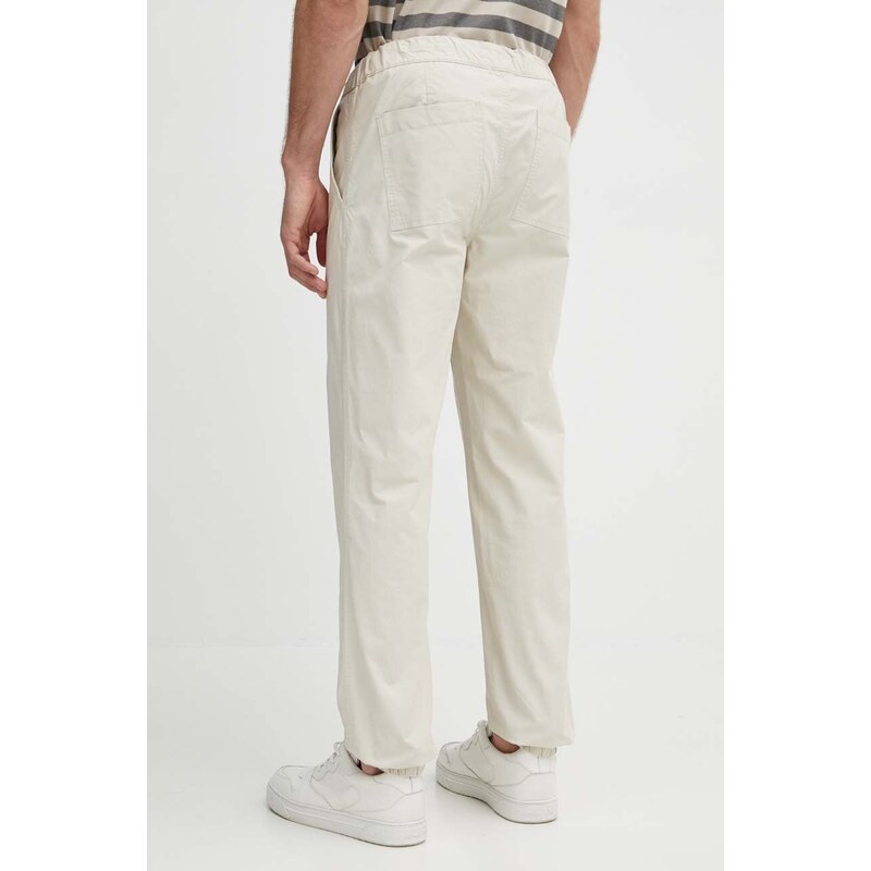 Kalhoty Pepe Jeans PULL ON CUFFED SMART PANTS pánské, béžová barva, přiléhavé, PM211687