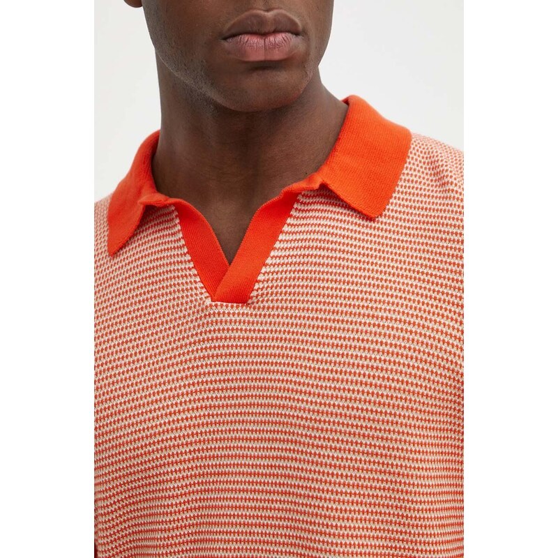 Bavlněné polo tričko United Colors of Benetton oranžová barva