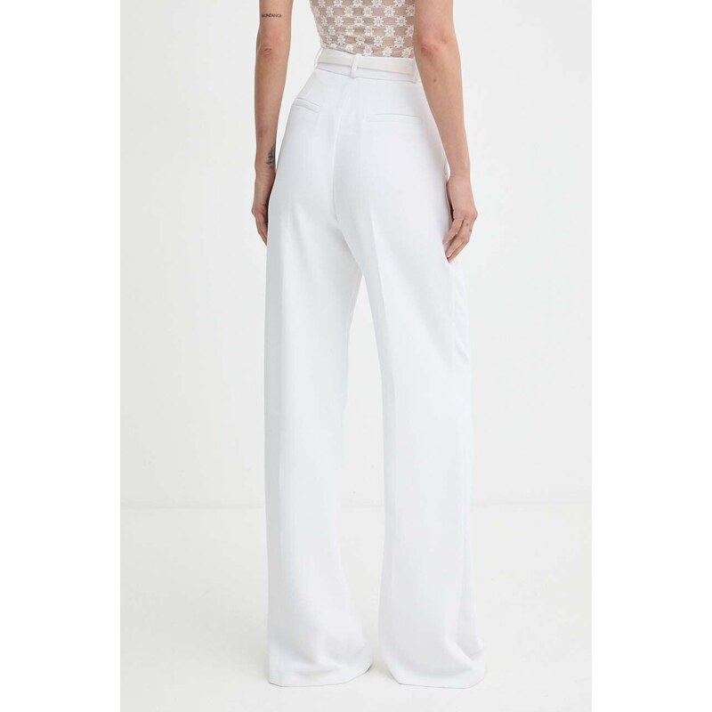 Kalhoty Elisabetta Franchi dámské, bílá barva, široké, high waist, PA04642E2
