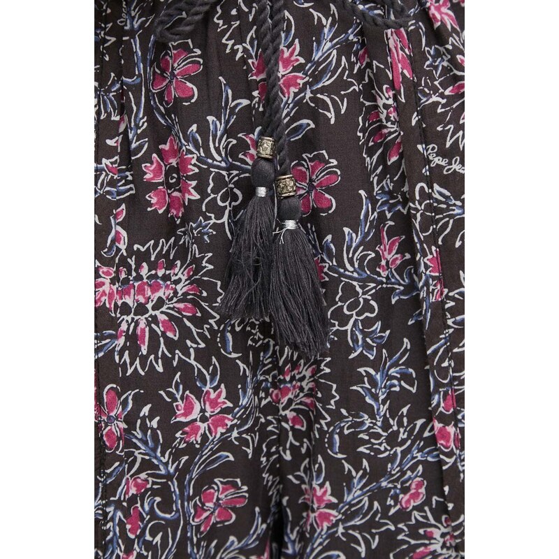Kraťasy Pepe Jeans PATTY dámské, černá barva, vzorované, high waist, PL801103