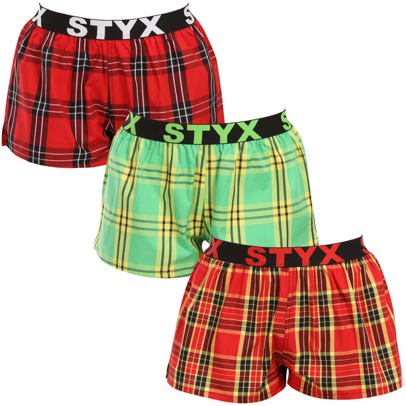 3PACK dámské trenky Styx sportovní guma vícebarevné (3T100314) 92011988