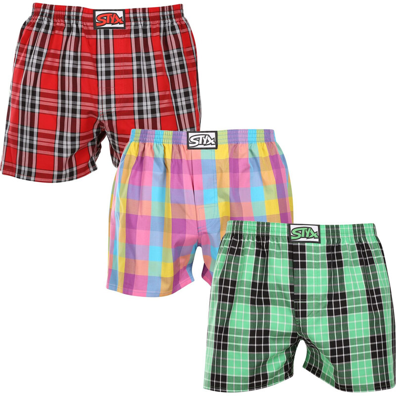 3PACK pánské trenky Styx klasická guma vícebarevné (3A102329)