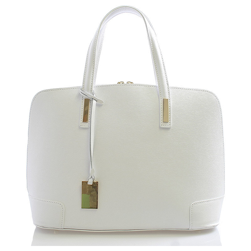 Bílá luxusní kožená kabelka ItalY Alfa bílá