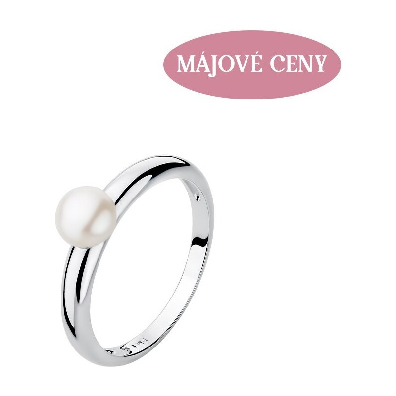 Stříbrný prsten s pravou bílou perlou Gaura Planet Shop