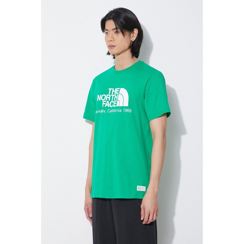 Bavlněné tričko The North Face M Berkeley California S/S Tee zelená barva, s potiskem, NF0A87U5PO81